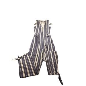Tularosa Reese Blue White Stripes Open Back Deep V Neck Sleeveless‎ Jumpsuit S